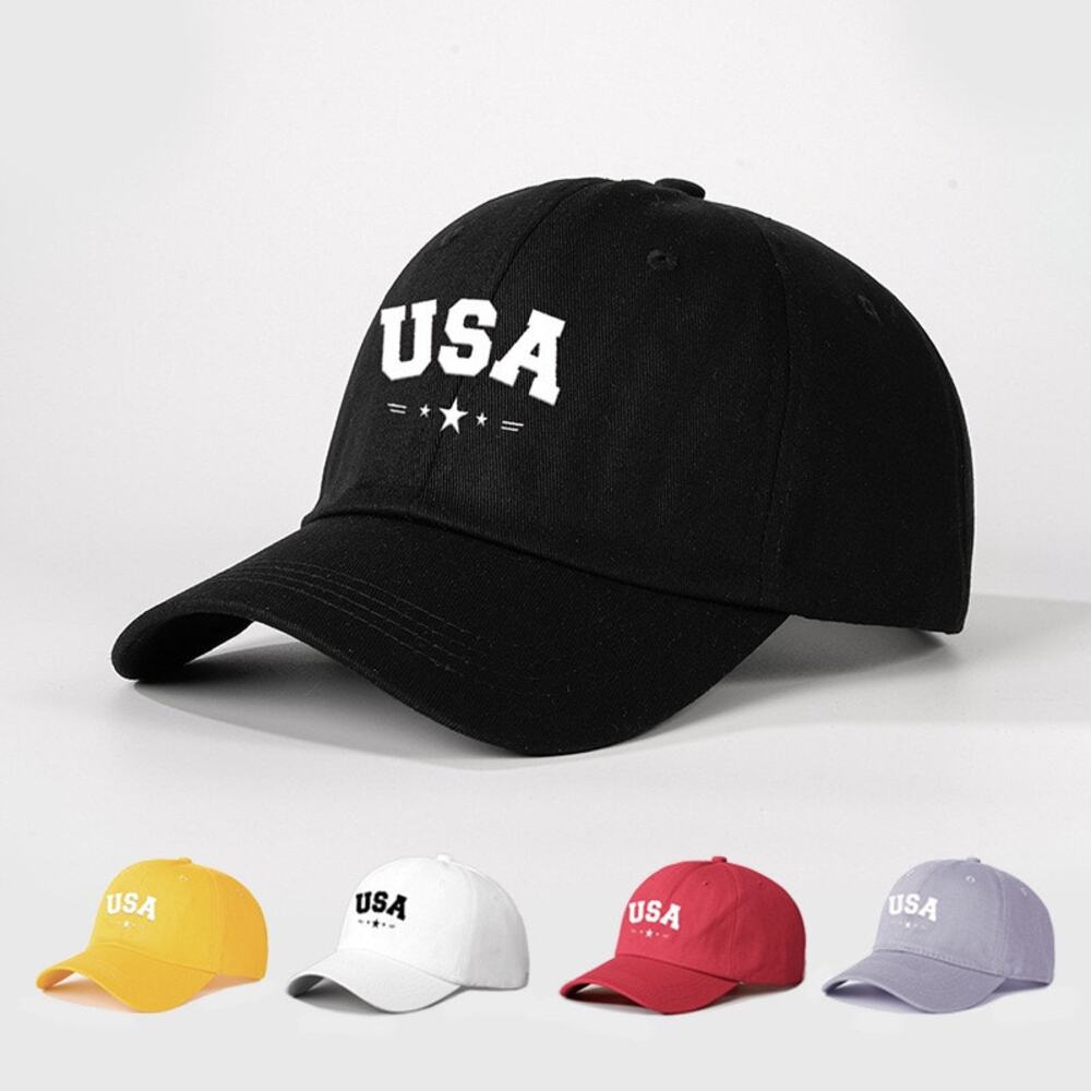 USA White Star Print Adjustable Patriotic Dad Hat Baseball Cap NWOT - Picture 2 of 2